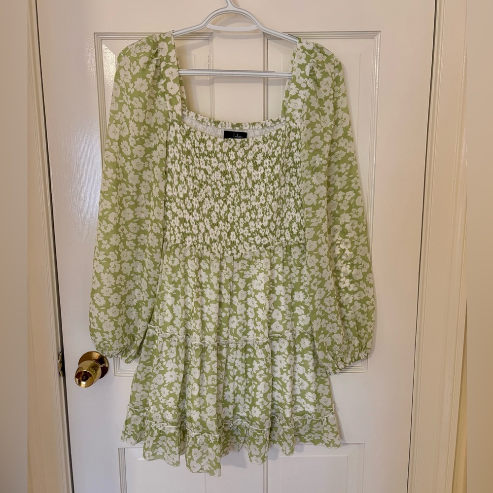 Lulus Green Floral Dress